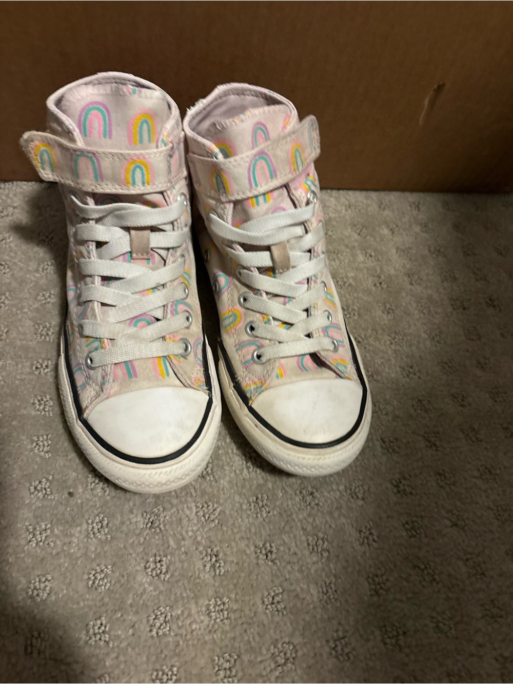 Converse Kids High-Top Sneakers - Pink with Rainbow Accents Size 3